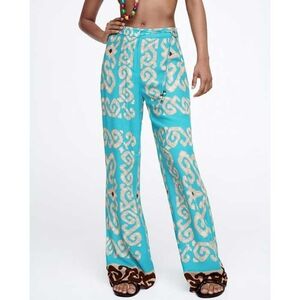 Zara Boho Bohemian Hippie Summer Wide Leg Flowing Pants Trouser Women Size S